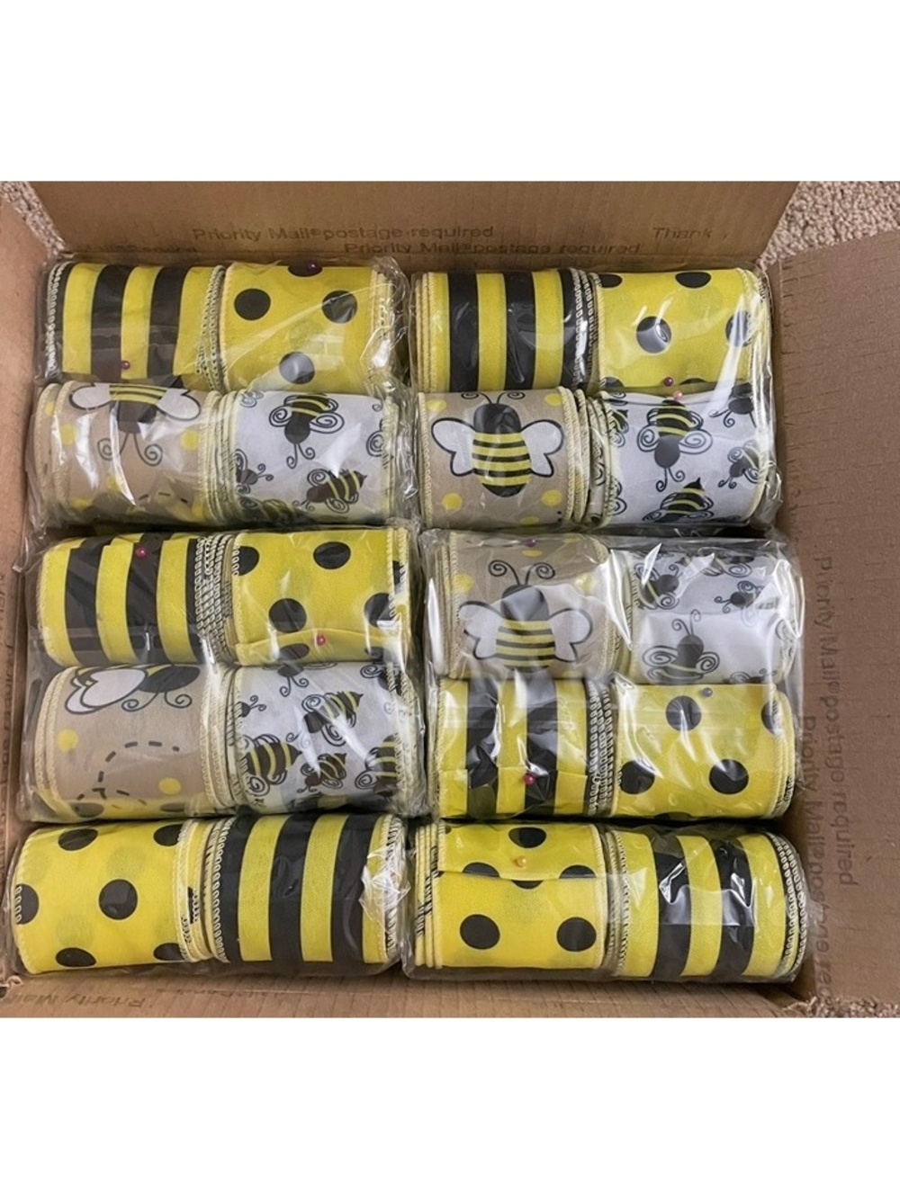Bee Ribbon Bulk Bundle – 5 Sets / 20 Rolls Fabric